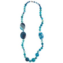 Aluma USA Blue Agate Necklace - 30” in Blue - Closeouts