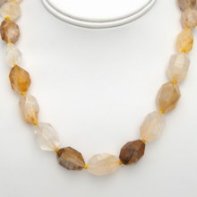 Aluma USA Faceted Yellow Quartz Necklace - 18”+2" in Yellow - Closeouts