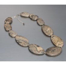 Aluma USA Green Jasper Graduated Disc Necklace in Green Jasper - Closeouts