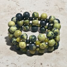 Aluma USA Jasper 5-Strand Stretchy Bracelet in Grey/Yellow - Closeouts