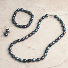 Aluma USA Pearl and Amethyst Jewelry Set in Peacock - Closeouts