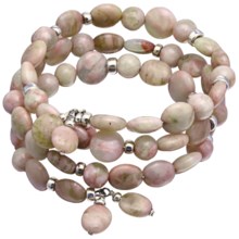 Aluma USA Pink Jasper Wrap Bracelet in Pink Jasper/Sterling Silver - Closeouts
