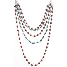 Aluma USA Turquoise and Coral Necklace - 18-20" in Turquoise/Coral - Closeouts