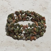Aluma USA Unakite Coil Bracelet - Sterling Silver in Green/Peach - Closeouts
