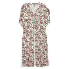 Amadora Rib-Knit Cotton Robe - Long, Zip Front, 3/4 Sleeve (For Women) in Boden Print - Closeouts