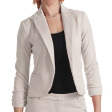 Amanda + Chelsea Cotton Blend Jacket - Ruched 3/4 Sleeve (For Women) in Stone - Closeouts