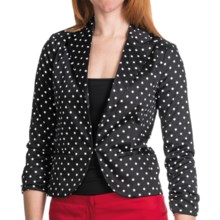 Amanda + Chelsea Cotton Sateen Blazer - 3/4 Shirred Sleeve (For Women) in Black W/White Dot - Closeouts