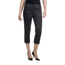 Amanda + Chelsea Sateen Capris - Stretch Cotton (For Women) in Black W/White Dot - Closeouts