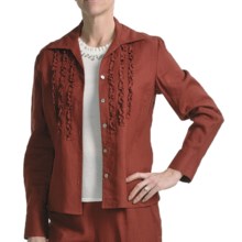 Amelia Austin Washed Linen Shirt - Ruffle, Long Sleeve (For Women) in Rust - Closeouts