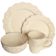 American Atelier Bianca Petals Dinnerware Set - 16-Piece, Ceramic in Cream - Closeouts