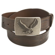 American Beltway Leather Belt - Eagle Plaque Buckle (For Men) in Brown - Closeouts