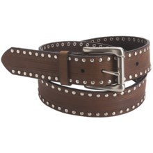 American Beltway Nickel Rivet Edged Leather Belt (For Men) in Brown - Closeouts