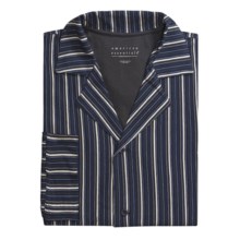 American Essentials Pima Cotton Pajamas - Long Sleeve (For Men) in Navy Stripe - Closeouts
