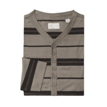 American Essentials Silk-Cotton Nightshirt - Long Sleeve (For Men) in Black/Olive - Closeouts