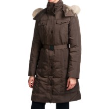 Andrew Marc Brighton Long Down Coat - Coyote Fur, Removable Hood (For Women) in Chocolate - Closeouts
