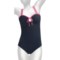 Anne Cole Keyhole Double-Strap Swimsuit - 1-Piece (For Women) in Navy W/Pink String