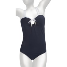Anne Cole Keyhole Double-Strap Swimsuit - 1-Piece (For Women) in Navy W/White String - Closeouts