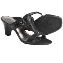 Anne Klein Harlen T-Strap Sandals (For Women) in Black Lizard Print - Closeouts
