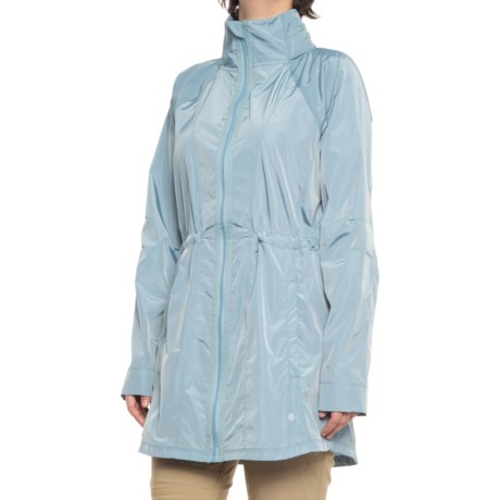 Apana Anorak Rain Jacket - Stowaway Hood (For Women) - AQUA STONE (M )