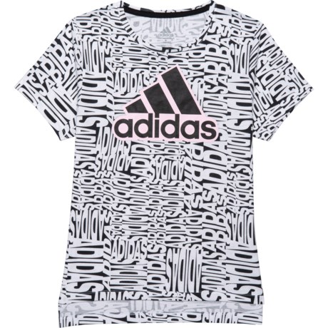 Adidas AOP T-Shirt - Short Sleeve (For Big Girls) - WHITE (M )