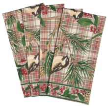 April Cornell Chickadee Cotton Napkins - Set of 4 in Plaid Holiday - Closeouts