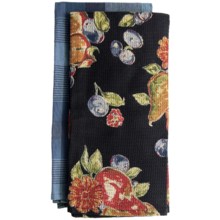 April Cornell Cotton Kitchen Towel - Set of 2 in Fall Fruit Black/Indgo Plaid - Closeouts