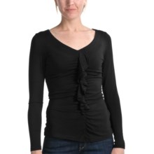Apropos Molly Ruffled Knit Shirt - V-Neck, Long Sleeve (For Women) in Black - Closeouts