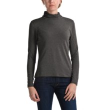 Apropos Ruched Jersey Turtleneck - Long Sleeve (For Women) in Charcoal - Closeouts