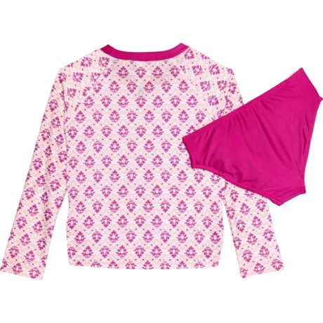 AQUA ET SOL Big Girls Rash Guard And Bikini Bottoms Set UPF 50 Long