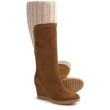 Aquatalia by Marvin K. Charm 3 Tall Suede Boots - Knit Collar (For Women) in Bark Suede - Closeouts