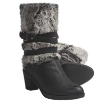 Ara Trudy Boots - Leather-Faux Fur (For Women) in Black Leather/Grey Fur - Closeouts