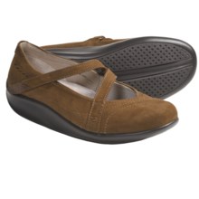 Aravon Lucie Mary Janes - Leather, Cross Strap (For Women) in Brown Nubuck - Closeouts