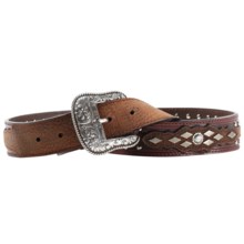 Ariat Austin Belt - Tooled Leather (For Men) in Antique Brown/Brown Rowdy - Closeouts
