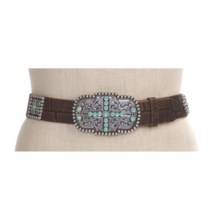 Ariat Blue Sunday Belt - Crocodile-Print Leather (For Women) in Brown - Closeouts