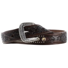 Ariat Cason Belt - Leather, Scroll Overlay (For Men) in Chocolate - Closeouts