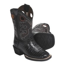 Ariat Crossfire Cowboy Boots - Leather (For Kids) in Black/Black Gator Print - Closeouts