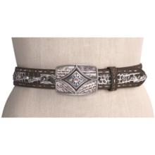 Ariat Harmony Belt - Leather, Swarovski® Crystals (For Women) in Whitewashed Brown Croco Print - Closeouts