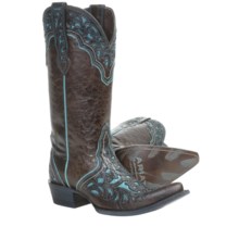 Ariat Presidio Cowboy Boots - Leather (For Women) in Chocolate/Turquoise - Closeouts