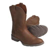 Ariat Rambler Leather Cowboy Boots - Round Toe (For Men) in Roughed Chocolate - Closeouts