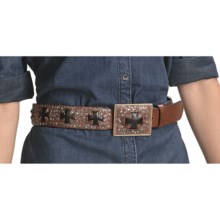 Ariat Ransom Belt - Leather (For Women) in Brown Silver/Black Cross - Closeouts