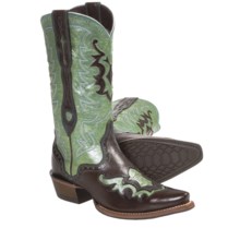 Ariat Rienda Cowboy Boots - X-Toe, Leather (For Women) in Subtle Chocolate/Rodeo Teal - Closeouts