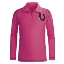 Ariat Sequin Horseshoe Polo Shirt - Long Sleeve (For Girls) in Super Pink - Closeouts