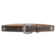 Ariat Silver Bullet Belt - Leather, Silver Buckle (For Men) in Light Brindle/Antique Dark Brown - Closeouts