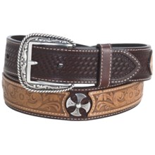 Ariat Tanglewood Belt - Leather (For Men) in Antique Dark Brown/Tan - Closeouts