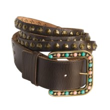 Ariat Tres Rios Belt - Studded Leather (For Women) in Antique Brown - Closeouts