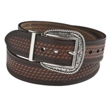 Ariat Western Reversible Belt - Leather (For Men) in Brown Basket Weave/Distressed Brown - Closeouts