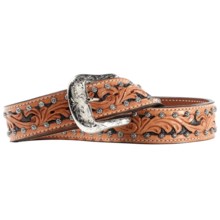 Ariat Western Scroll Belt - Leather (For Men) in Saddle Tan - Closeouts