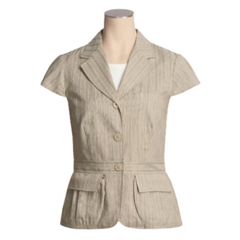 Asara Washed Linen-Cotton Jacket - Short Sleeve (For Women) in Multi