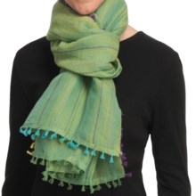 Asian Eye Cabo Scarf - Cotton-Linen (For Women) in Green - Closeouts