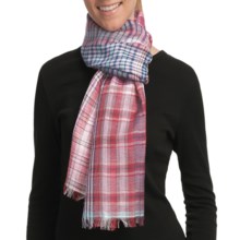 Asian Eye Calypso Plaid Scarf - Cotton-Linen in Red - Closeouts